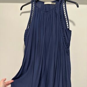 Ramy Brook Deep Blue Tank Top with Lace Accents